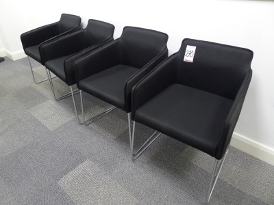 4 Allermuir black cloth upholsterd skid-leg chairs - 3