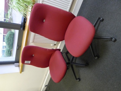 2 Summit red cloth upholstered swivel chairs - 3