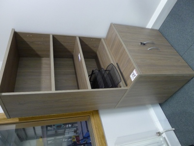 Light walnut effect 200cm workstation with matching 3 drawer filing cabinet, 180 cm desk combination storage unit - 8