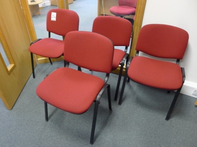 8 red cloth upholstered side chairs - 3