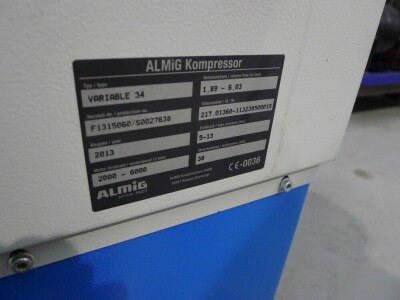 Almig Variable 34 air compressor serial number: 217-01360-1132 385 00010 (2013) with Beko Drypoint DPRA370/AC Air dryer and vertical reciever - 6
