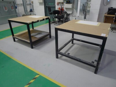 2 welded steel 2 tier workshop tables 100cm x 100cm - 2