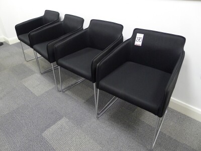 4 Allermuir black cloth upholsterd skid-leg chairs - 2