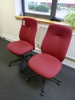 2 Summit red cloth upholstered swivel chairs - 2