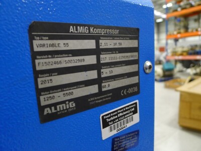 Almig variable 55 air compressor Serial number: 217-1111-115035370010 (2015) with Abac dryer and vertical air receiver - 2