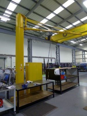 Rossendale 500kg capacity floor mounted pillar jib crane with Yale 500kg capacity electric chain hoist and pendant controls s/n 2617 (2018)