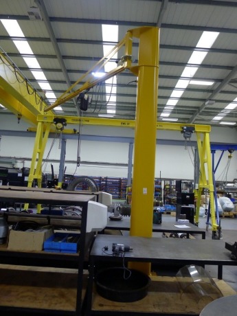 Rossendale 500kg capacity floor mounted pillar jib crane with Yale 500kg capacity electric chain hoist and pendant controls s/n 2616 (2018)