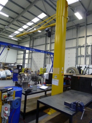 Rossendale 500kg capacity floor mounted pillar jib crane with Yale 500kg capacity electric chain hoist and pendant controls s/n 2619 (2018)