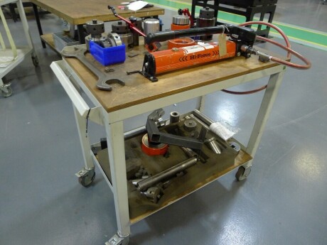 Hiforce HPX 1500 high pressure hydraulic pump with trolley and associated tooling