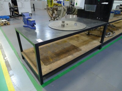 Welded steel 2 tier workshop table with Irwin No 25 vice 200cm x 100cm