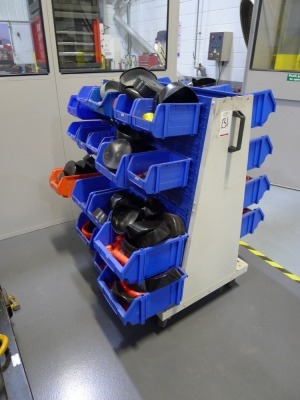 Double sided mobile storage bin rack (contents not included) - 2