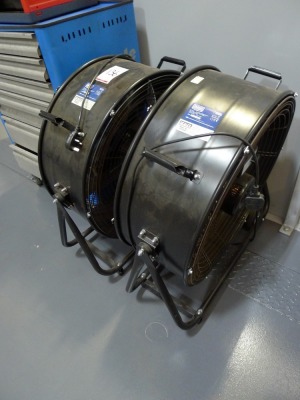 2 Sealey HDV24P high speed mobile drum fans