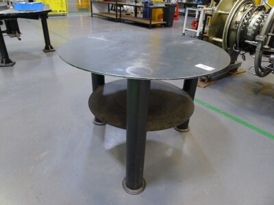2 welded steel 120cm diameter 2 tier workshop tables - 2