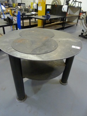 2 welded steel 120cm diameter 2 tier workshop tables - 2