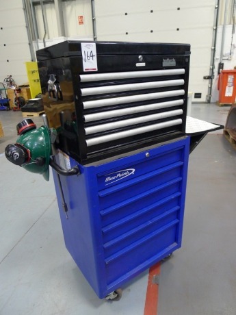 Bluepoint 6 drawer roller tool trolley with Halfords Industrial 5 drawer top box including contents