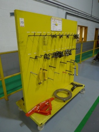 Rossendale double sided steel mobile lifting eye, strap trolley and contents