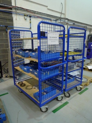 2 Tubular steel 4 tier component trolleys (contents not included) - 2