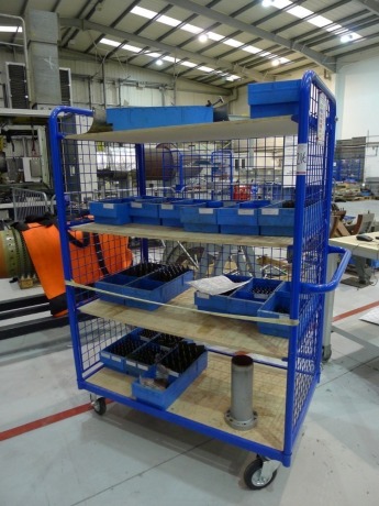 2 Tubular steel 4 tier component trolleys (contents not included)