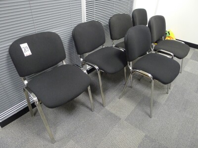 6 Black cloth upholstered side chairs