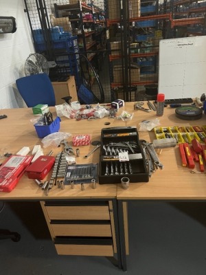 Quantity of hand tools to inlcude spanners, sockets, tapper sets, drill bits and reamer sets.  - 3