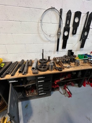 Quantity of various hand tools to inlcude large wrenches and sockets to table top - 2