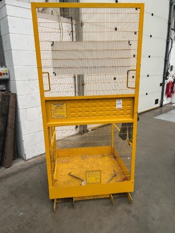 Yellow Forklift personnel lifting cage