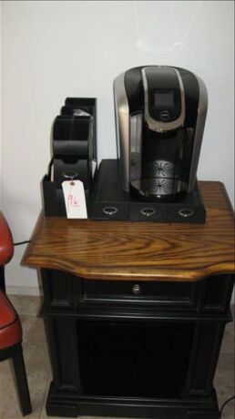 Lot--Cart, microwave, and coffee maker *** PLEASE NOTE: This lot is offered subject to bulk bid offer on lot 118